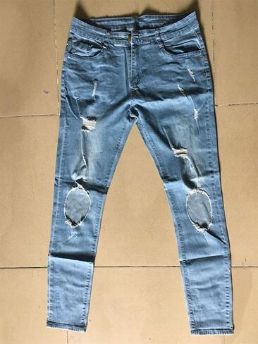 Andongnywell Men's Ripped Stretchy Knee Destroyed Slim Jeans Tapered Leg Denim Pants Zipper Pencil Pant in Saudi Arabia