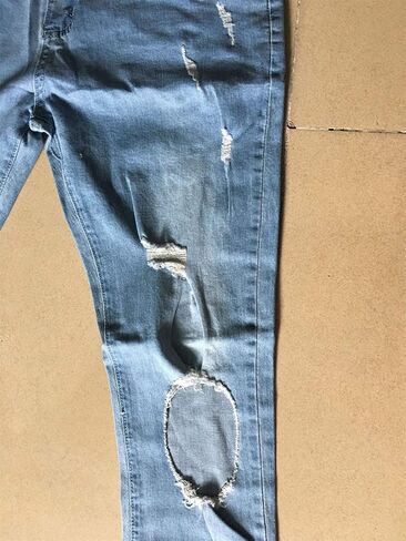 Andongnywell Men's Ripped Stretchy Knee Destroyed Slim Jeans Tapered Leg Denim Pants Zipper Pencil Pant in Saudi Arabia