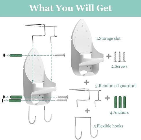 Ironing Board Hanger Wall Mount Electric Iron Holder Iron and Ironing Board Storage Organizer Shelf with Removable Hooks for Household Bathroom Laundry Room (Black) in Saudi Arabia
