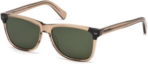 نظارة شمسية Ermenegildo Zegna EZ0082 - اطار بني فاتح لامع، عدسات خضراء، 56 مم EZ00825645N in Kuwait
