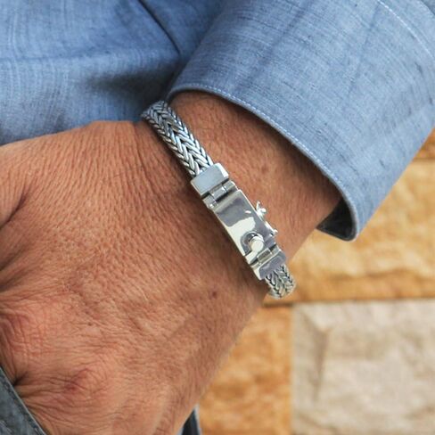 Solid 925 Sterling Silver Small or Big Style Men Bracelet - Size range 7 to 10 inches in Saudi Arabia