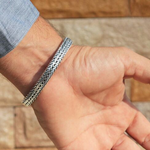 Solid 925 Sterling Silver Small or Big Style Men Bracelet - Size range 7 to 10 inches in Saudi Arabia