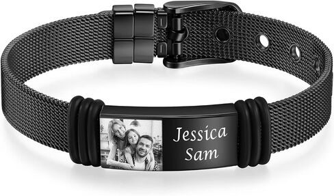 Personalized Custom Name Photo Bracelets for Men Customized Picture Bracelet Gifts for Boyfriend Husband Father Day in Saudi Arabia