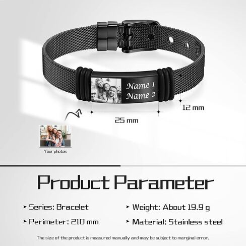 Personalized Custom Name Photo Bracelets for Men Customized Picture Bracelet Gifts for Boyfriend Husband Father Day in Saudi Arabia
