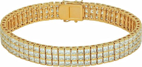 LIFETIME JEWELRY Princess Cut Cubic Zirconia Classic Tennis Bracelet 24k Gold Plated in Kuwait