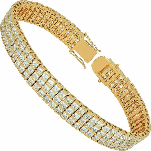 LIFETIME JEWELRY Princess Cut Cubic Zirconia Classic Tennis Bracelet 24k Gold Plated in Kuwait