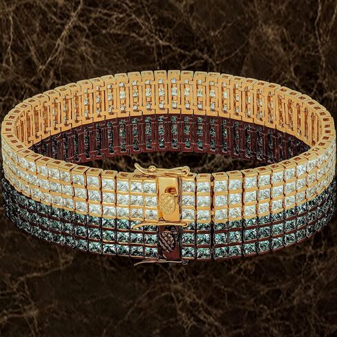 LIFETIME JEWELRY Princess Cut Cubic Zirconia Classic Tennis Bracelet 24k Gold Plated in Kuwait