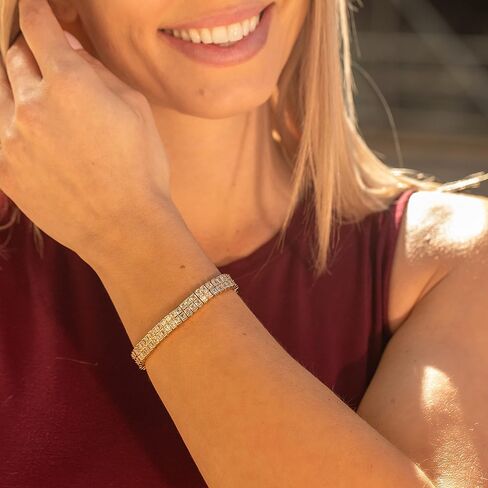 LIFETIME JEWELRY Princess Cut Cubic Zirconia Classic Tennis Bracelet 24k Gold Plated in Kuwait