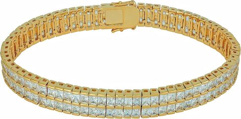 LIFETIME JEWELRY Princess Cut Cubic Zirconia Classic Tennis Bracelet 24k Gold Plated in Kuwait