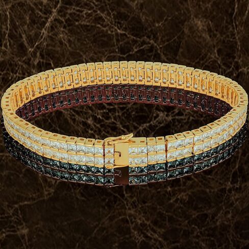 LIFETIME JEWELRY Princess Cut Cubic Zirconia Classic Tennis Bracelet 24k Gold Plated in Kuwait