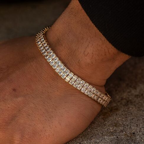 LIFETIME JEWELRY Princess Cut Cubic Zirconia Classic Tennis Bracelet 24k Gold Plated in Kuwait