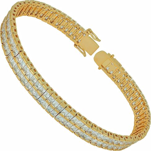LIFETIME JEWELRY Princess Cut Cubic Zirconia Classic Tennis Bracelet 24k Gold Plated in Kuwait