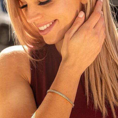 LIFETIME JEWELRY Princess Cut Cubic Zirconia Classic Tennis Bracelet 24k Gold Plated in Saudi Arabia