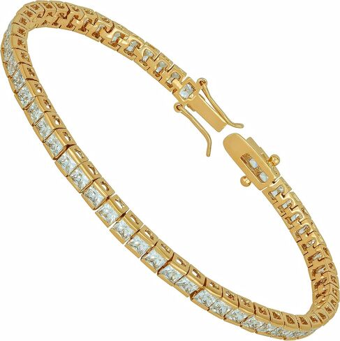 LIFETIME JEWELRY Princess Cut Cubic Zirconia Classic Tennis Bracelet 24k Gold Plated in Saudi Arabia