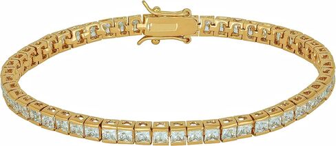 LIFETIME JEWELRY Princess Cut Cubic Zirconia Classic Tennis Bracelet 24k Gold Plated in Saudi Arabia