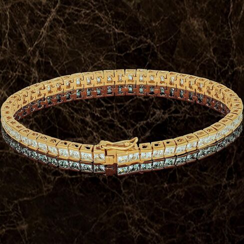 LIFETIME JEWELRY Princess Cut Cubic Zirconia Classic Tennis Bracelet 24k Gold Plated in Saudi Arabia