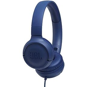 JBL Tune 500 - Wired On-Ear Headphones - Blue | JBL Pure Bass Sound, 1-button remotemic, Lightweight and foldable design, Tangle-free flat cable, Ask Siri or Google Now in Kuwait