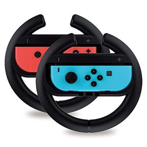 Talkworks Steering Wheel Controller for Nintendo Switch (2 Pack) - Racing Games Accessories Joy Con Controller Grip for Mario Kart, Pink/Neon Combo - Nintendo Switch in Kuwait