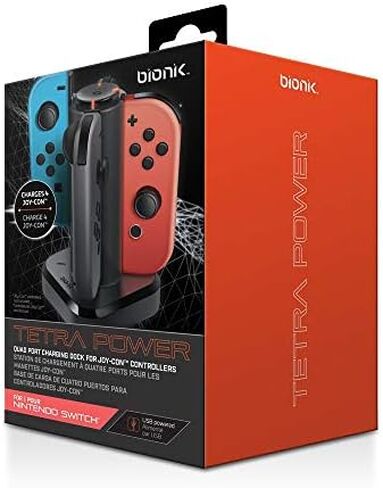 Bionik Tetra Power - Nintendo Switch Joy Con Charging Dock (4 Controllers) with Built-In Cable Adjustment System and LED Charge Status Indicators in Kuwait