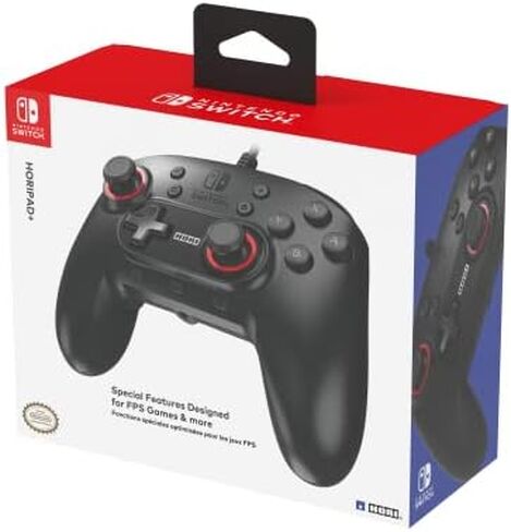 HORI Nintendo Switch HORIPAD Plus+ Wired Controller for first person shooters, battle royales and more - Officially Licensed by Nintendo in Saudi Arabia