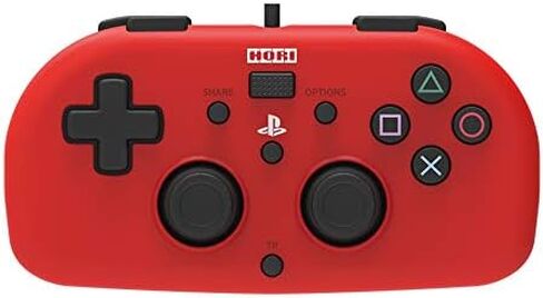 PS4 Mini Wired Gamepad (Red) by HORI - Officially Licensed by Sony in Saudi Arabia