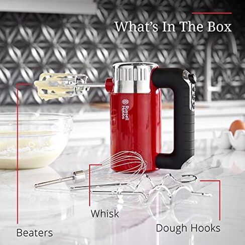 Russell Hobbs MX3100RDR Retro Style Hand Mixer, 4 Speeds + Turbo Boost, Red in Saudi Arabia