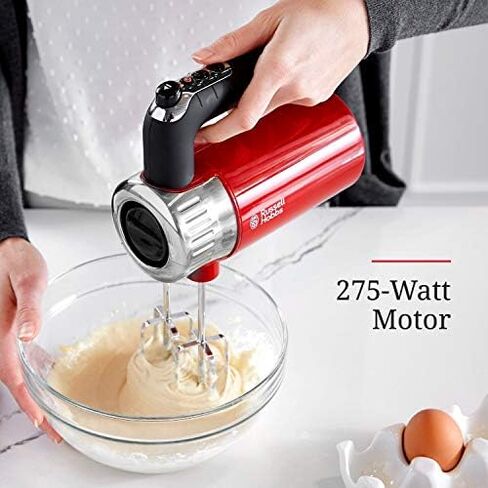 Russell Hobbs MX3100RDR Retro Style Hand Mixer, 4 Speeds + Turbo Boost, Red in Saudi Arabia