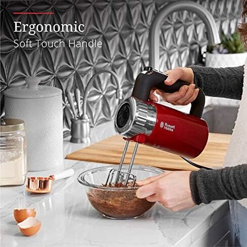 Russell Hobbs MX3100RDR Retro Style Hand Mixer, 4 Speeds + Turbo Boost, Red in Saudi Arabia