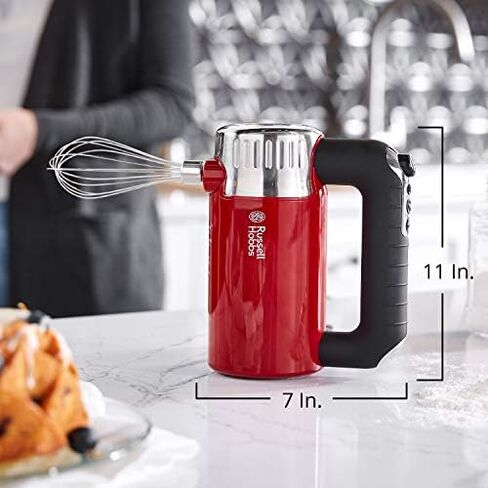 Russell Hobbs MX3100RDR Retro Style Hand Mixer, 4 Speeds + Turbo Boost, Red in Saudi Arabia