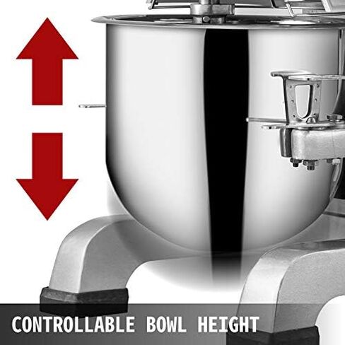 خلاط الطعام التجاري Happybuy 30Qt 1100W 3 سرعات قابلة للتعديل 94/165/386 دورة في الدقيقة شديدة التحمل 110 فولت مع وعاء من الفولاذ المقاوم للصدأ وخطاطيف العجين ومخفقة ممتازة لمخابز المدارس in Kuwait