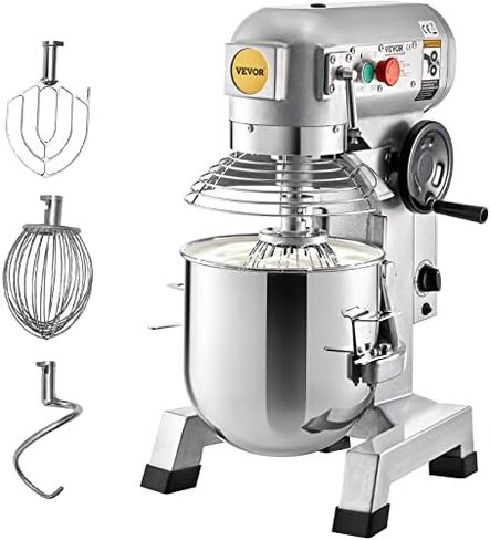 VEVOR Commercial Stand Mixer, 15Qt Stainless Steel Bowl, 500W Heavy Duty Electric Food Mixer with 3 Speeds Adjustable 113/184/341 RPM, Dough Hook Whisk Beater Included, Perfect for Bakery Pizzeria in Saudi Arabia