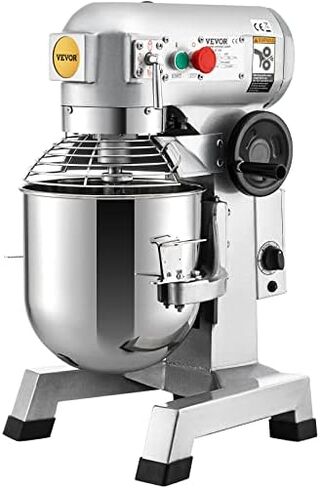 VEVOR Commercial Stand Mixer, 10Qt Stainless Steel Bowl, 450W Heavy Duty Electric Food Mixer with 3 Speeds Adjustable 113/184/341 RPM, Dough Hook Whisk Beater Included, Perfect for Bakery Pizzeria in Kuwait