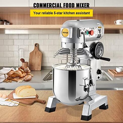 VEVOR Commercial Stand Mixer, 10Qt Stainless Steel Bowl, 450W Heavy Duty Electric Food Mixer with 3 Speeds Adjustable 113/184/341 RPM, Dough Hook Whisk Beater Included, Perfect for Bakery Pizzeria in Kuwait