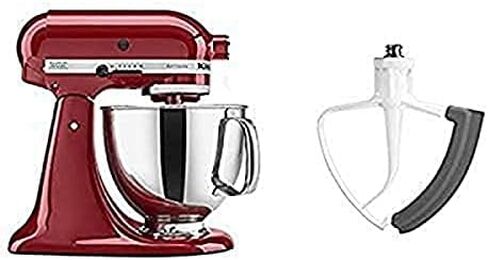 KitchenAid KSM150PSER Artisan Tilt-Head Stand Mixer with Pouring Shield, 5-Quart, Empire Red and KitchenAid KFE5T Flex Edge Beater for Tilt-Head Stand Mixers Bundle in Saudi Arabia