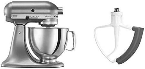 كيتشن إيد KSM150PSCU سلسلة الحرفيين 5-كيو تي. خلاط قائم مع درع صب - فضي محيطي وKitchenAid KFE5T Flex Edge Beater لحزمة الخلاطات ذات الرأس المائل in Kuwait
