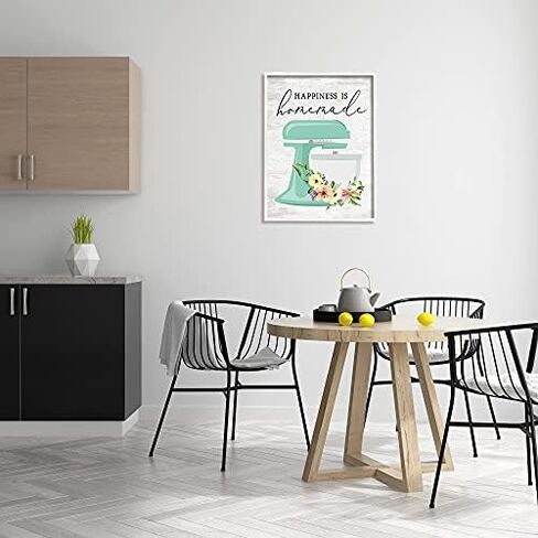 Stupell Industries Happiness is Homemade Phrase Floral Kitchen Stand Mixer, Designed by Lettered and Lined White Framed Wall Art, 24 x 30, Multi-Color in Saudi Arabia