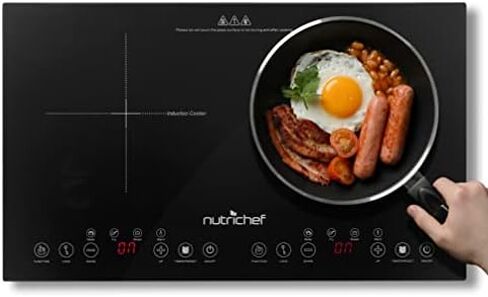 موقد الحث المزدوج - شعلة سيراميك رقمية محمولة بقوة 120 فولت مع قفل أمان للأطفال - يعمل مع مقلاة حديد الزهر المسطحة، 1800 واط، تحكم باللمس، 12 وحدة تحكم -PKSTIND49 in Kuwait