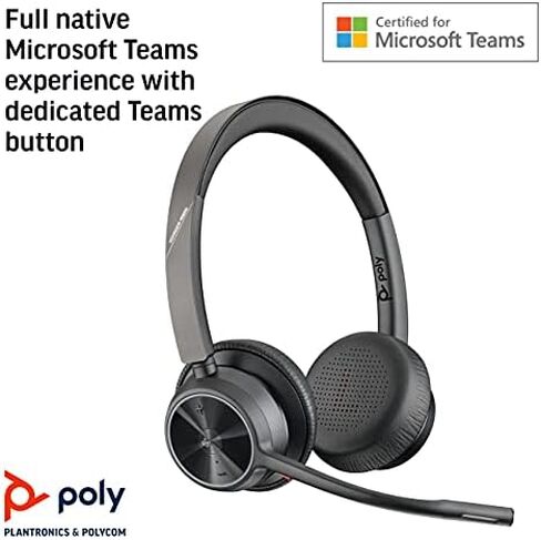 Poly - سماعة Voyager 4310 UC اللاسلكية (Plantronics) - سماعة أذن واحدة مع ميكروفون - تتصل بجهاز الكمبيوتر/Mac عبر محول بلوتوث USB-A، الهاتف الخلوي عبر البلوتوث - تعمل مع الفرق (معتمدة)، تكبير والمزيد in Kuwait