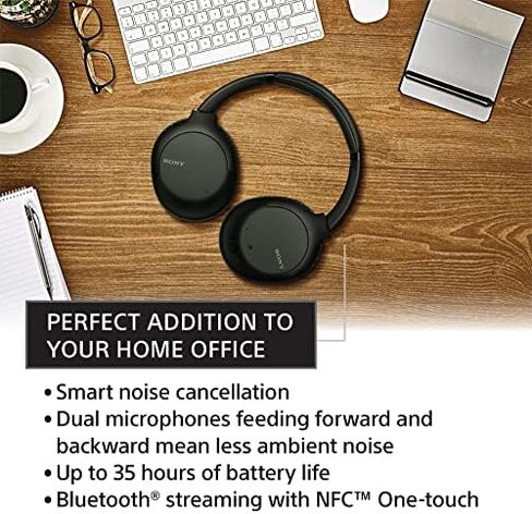 Sony Noise Cancelling Headphones WHCH710N: Wireless Bluetooth Over The Ear Headset with Mic for Phone-Call and Alexa Voice Control, Black in Saudi Arabia