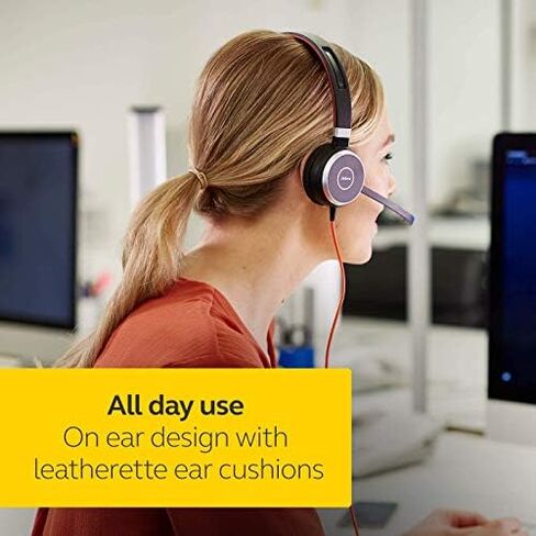 Jabra Evolve 40 UC Professional Wired Headset, Mono – Telephone Headset for Greater Productivity, Superior Sound for Calls and Music, 3.5mm Jack/USB Connection, All-Day Comfort Design, UC Optimized in Kuwait