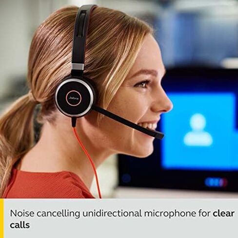 Jabra Evolve 40 UC Professional Wired Headset, Mono – Telephone Headset for Greater Productivity, Superior Sound for Calls and Music, 3.5mm Jack/USB Connection, All-Day Comfort Design, UC Optimized in Kuwait
