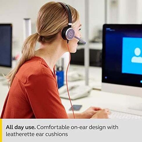 Jabra Evolve 40 UC Professional Wired Headset, Mono – Telephone Headset for Greater Productivity, Superior Sound for Calls and Music, 3.5mm Jack/USB Connection, All-Day Comfort Design, UC Optimized in Kuwait