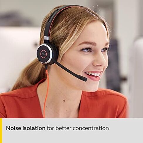 Jabra Evolve 40 UC Professional Wired Headset, Mono – Telephone Headset for Greater Productivity, Superior Sound for Calls and Music, 3.5mm Jack/USB Connection, All-Day Comfort Design, UC Optimized in Kuwait
