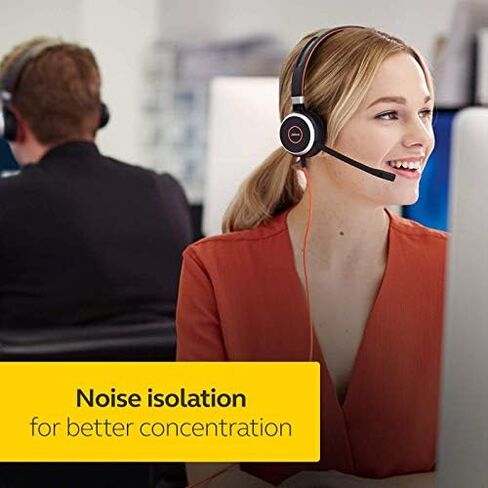 Jabra Evolve 40 UC Professional Wired Headset, Mono – Telephone Headset for Greater Productivity, Superior Sound for Calls and Music, 3.5mm Jack/USB Connection, All-Day Comfort Design, UC Optimized in Kuwait