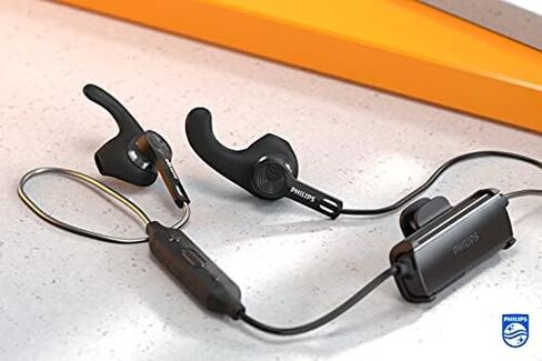 PHILIPS A3206 Wireless Sports Headphones, Detachable Ear Hooks, Integrated Controls, Built-in Microphone, Instant Bluetooth Pairing, IP57 dust Resistant and Waterproof TAA3206BK in Saudi Arabia