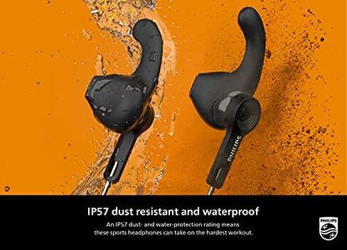 PHILIPS A3206 Wireless Sports Headphones, Detachable Ear Hooks, Integrated Controls, Built-in Microphone, Instant Bluetooth Pairing, IP57 dust Resistant and Waterproof TAA3206BK in Saudi Arabia