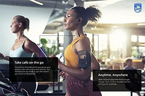 PHILIPS A3206 Wireless Sports Headphones, Detachable Ear Hooks, Integrated Controls, Built-in Microphone, Instant Bluetooth Pairing, IP57 dust Resistant and Waterproof TAA3206BK in Saudi Arabia