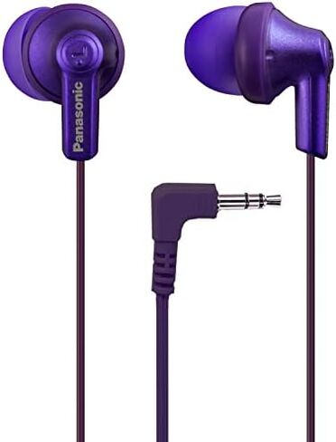 Panasonic ErgoFit Wired Earbuds, In-Ear Headphones with Dynamic Crystal-Clear Sound and Ergonomic Custom-Fit Earpieces (S/M/L), 3.5mm Jack for Phones and Laptops, No Mic - RP-HJE120-K (Black) in Saudi Arabia