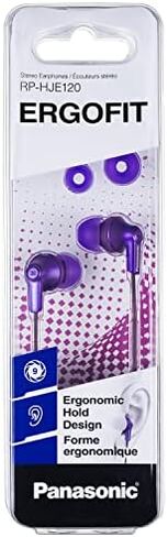 Panasonic ErgoFit Wired Earbuds, In-Ear Headphones with Dynamic Crystal-Clear Sound and Ergonomic Custom-Fit Earpieces (S/M/L), 3.5mm Jack for Phones and Laptops, No Mic - RP-HJE120-K (Black) in Saudi Arabia