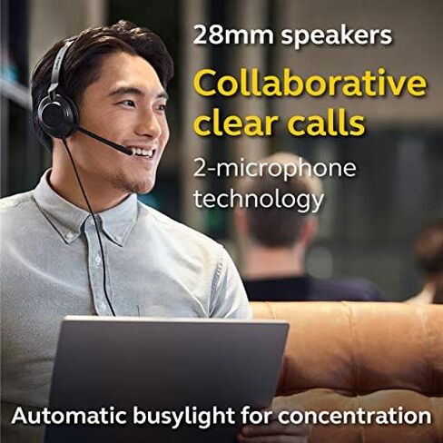 Jabra Evolve2 30 MS Wired Headset, USB-C, Mono, Black – Lightweight, Portable Telephone Headset with 2 Built-in Microphones – Work Headset with Superior Audio and Reliable Comfort in Kuwait